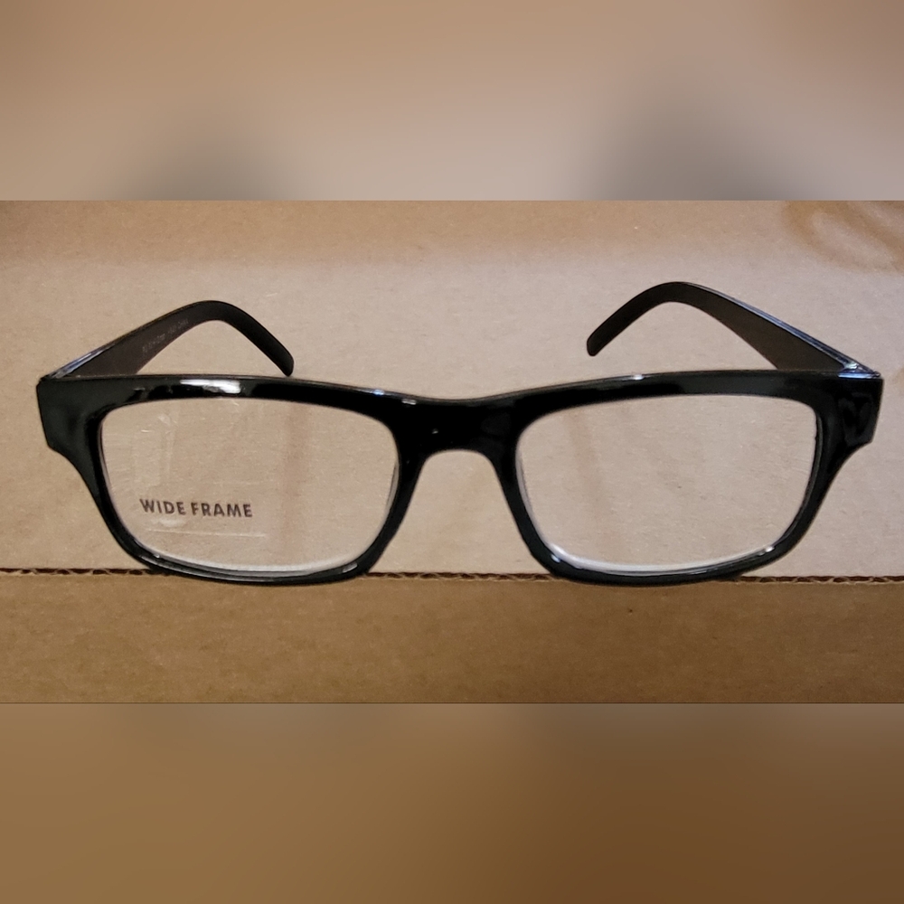 Wide Frame Solid Black Reader Glasses +3.25 Stren… - image 7